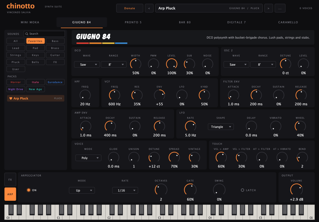 Chinotto Arpeggiator and favourites